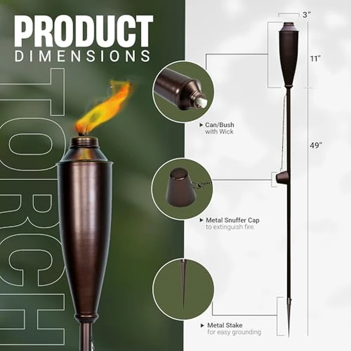Garden Torches for Outside -Deco Home Pack of 4 Metal Garden Torches Citronella Oil for Outdoor Ambiance - Decorative and Functional Citronella Torches for Patio, Lawn, and Backyard- Bronze by Deco Window - Image 3