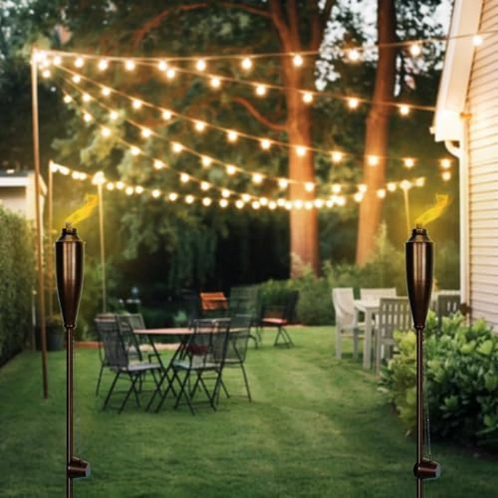 Garden Torches for Outside -Deco Home Pack of 4 Metal Garden Torches Citronella Oil for Outdoor Ambiance - Decorative and Functional Citronella Torches for Patio, Lawn, and Backyard- Bronze by Deco Window - Image 5