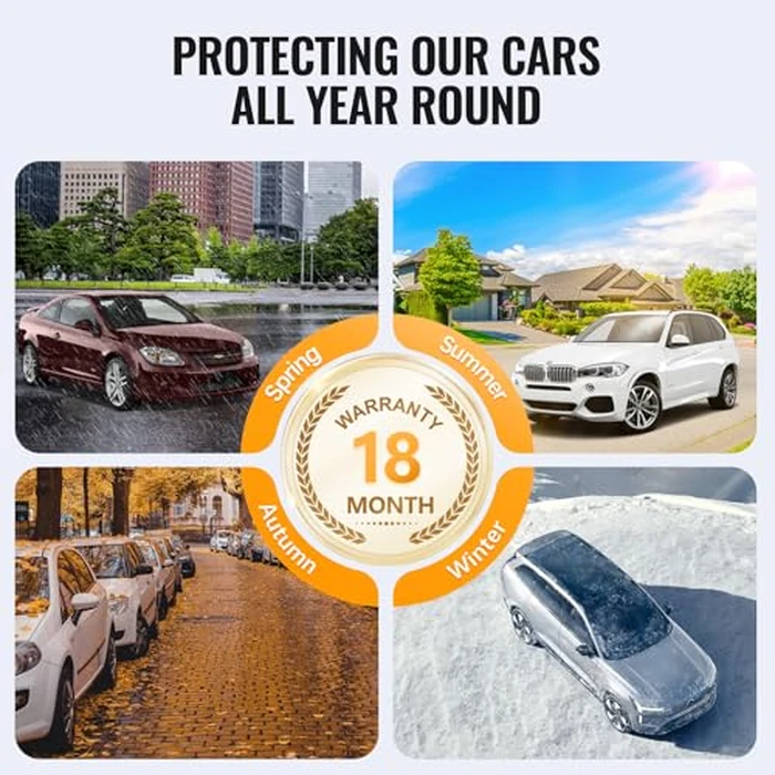 OWEEIO 30 Layers Car Cover for Automobiles All Weather Waterproof, Outdoor Snowproof UV Protection Windproof, Door Zipper, Soft Cotton, Heavy Duty Universal Car Covers, (Silver, Fit Sedans 171"-180") by OWEEIO - Image 7