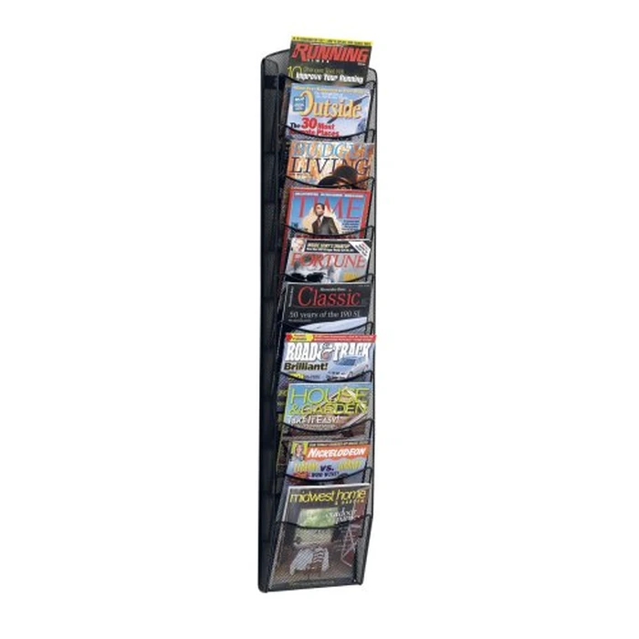 Safco Onyx Mesh Magazine Holder, Display Rack with 10 Pockets, Brochure Organizer, Commercial-Grade Steel Construction, Black by Safco - Used - Like New condition