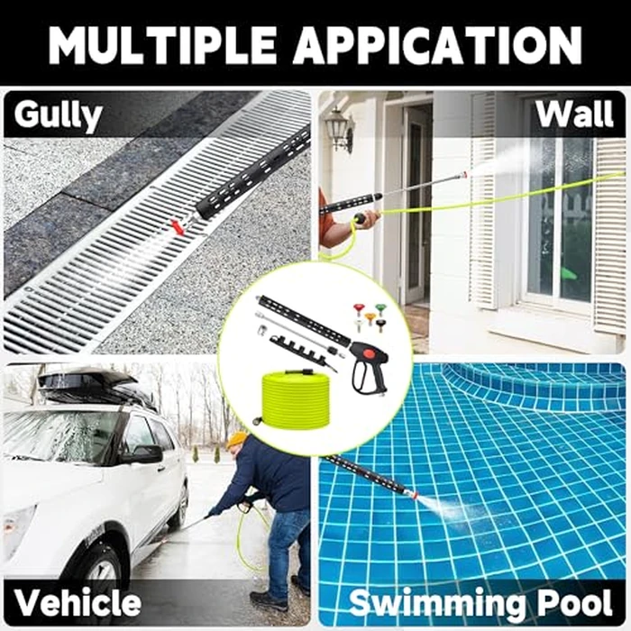 M MINGLE Pressure Washer Hose and Gun Kit, 50 FT Power Washer Hose with 5 Nozzle Tips and M22-14mm Fitting, Replacement for Ryobi, Simpson, Craftsman by M MINGLE - Image 3