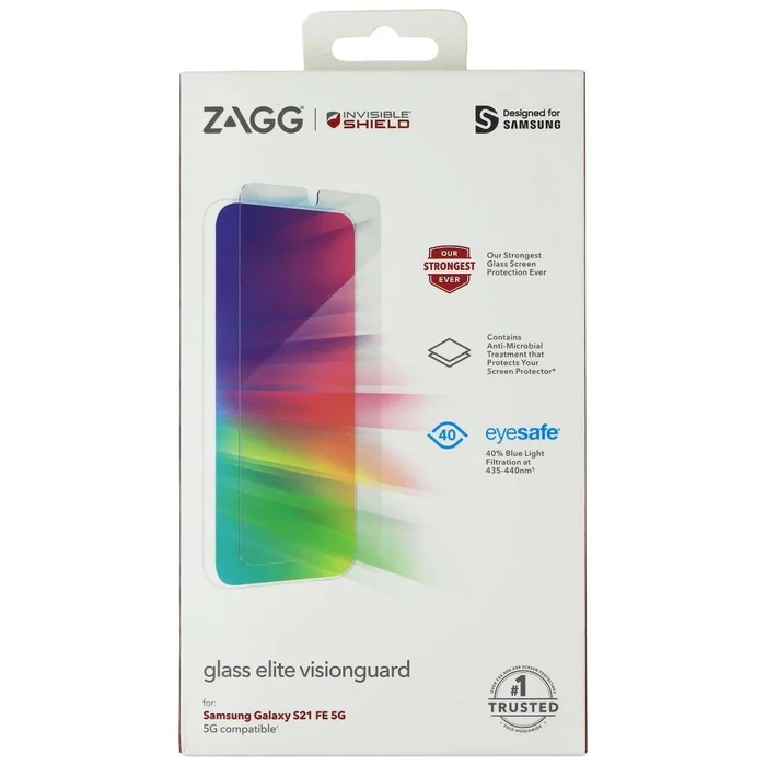 ZAGG InvisibleShield Glass Elite Visionguard Screen for Samsung Galaxy S21 FE 5G - Clear by Zagg - Refurbished - Brand New condition - US$19.93