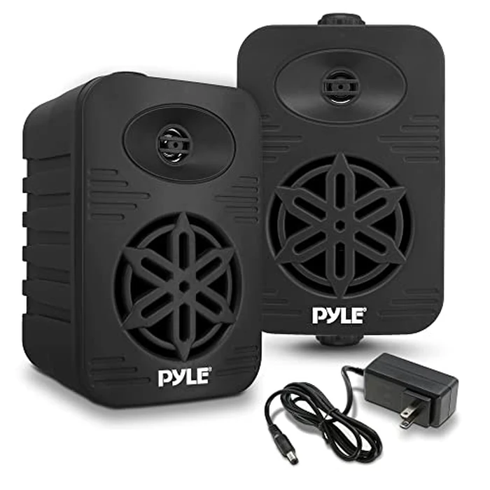 Pyle Bluetooth Indoor Outdoor Speakers Pair - 300 Watt Dual Waterproof 4” 2-Way Full Range Speaker System w/ 1/2” High Compliance Polymer Tweeter - Home, Boat, Marine, Deck, Patio, Poolside (Black) by Pyle - Used - Like New condition - CA$69.45