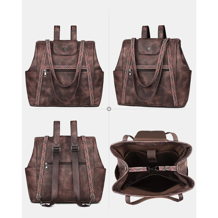 FADEON Large Laptop Tote Bag for Women Designer Leather Laptop Bag Fashion Travel Backpack Purse Shoulder Handbag Coffee Brown by FADEON - Image 8