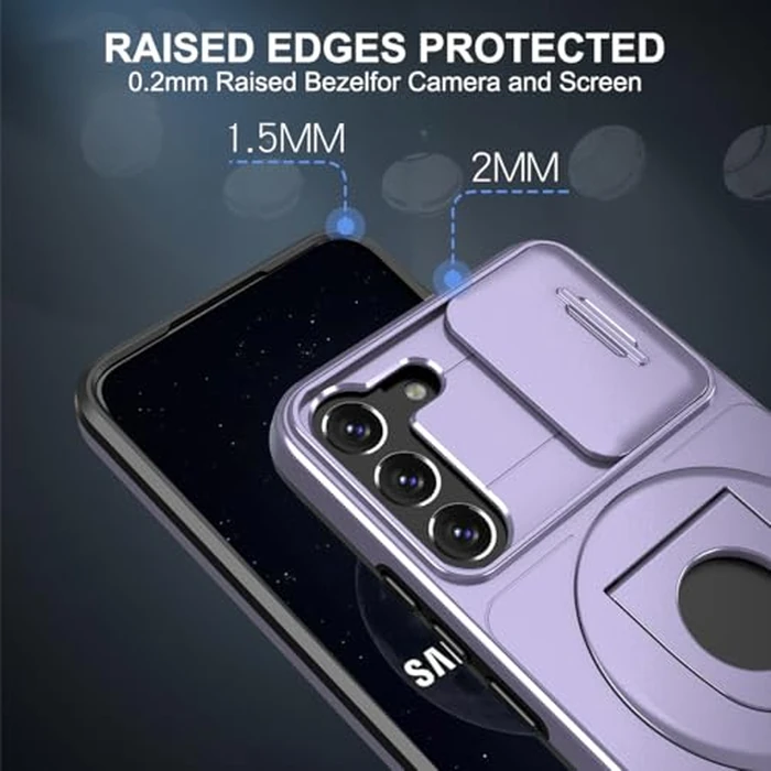 JSCOMYAP Design for Galaxy S25 5G Phone Case [Compatible with Magsafe] Wireless Charging Rotatable Invisible Kickstand Silicone TPU Bumpers Shockproof Protective Cover for Samsung S 25 Women Purple by JSCOMYAP - Image 5