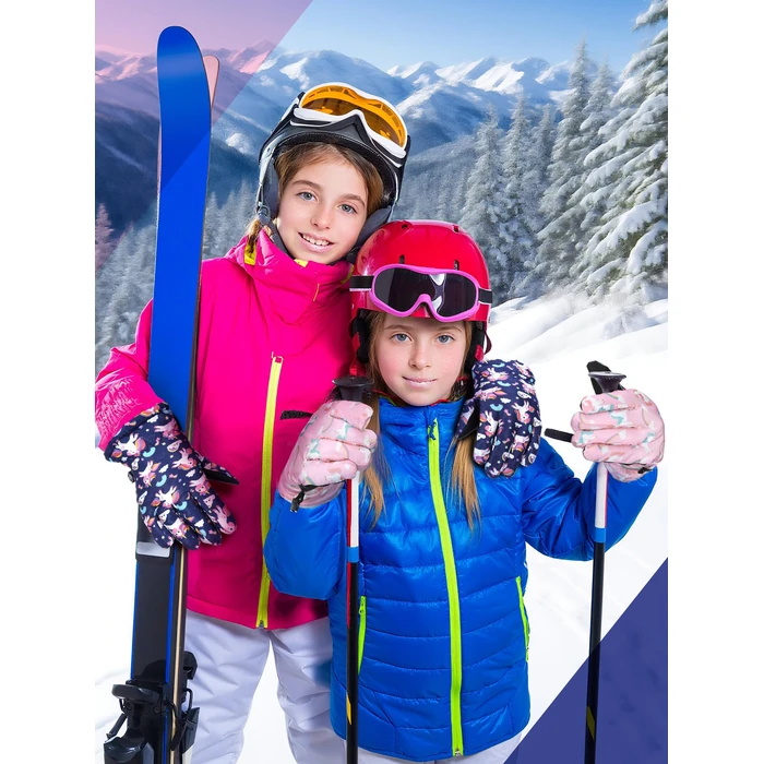 Honoson 2 Pairs Kids Snow Gloves Winter Waterproof Kids Ski Gloves Youth for Girls Boys Outdoor Toddler Snowboard Warm Clothe(Unicorn Pattern,4-8 Years) by Honoson - Image 10