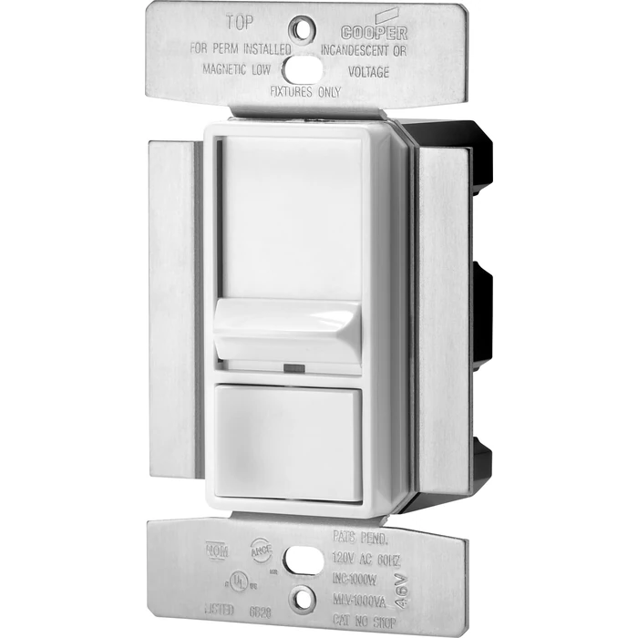 Eaton SI10P-W Skye 3-Way Single-Pole Full Slide Decorator Dimmer with Preset, 1000-watt, White Finish by Eaton - Image 1