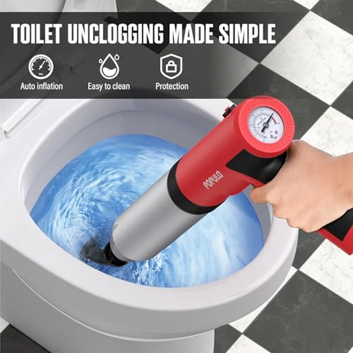 POPULO Electric Toilet Plunger High Pressure Drain Unclogger Plungers for Bathroom, Floors, Heavy Duty Versatile Home Toilet Unclogger Tool by populo - Image 2