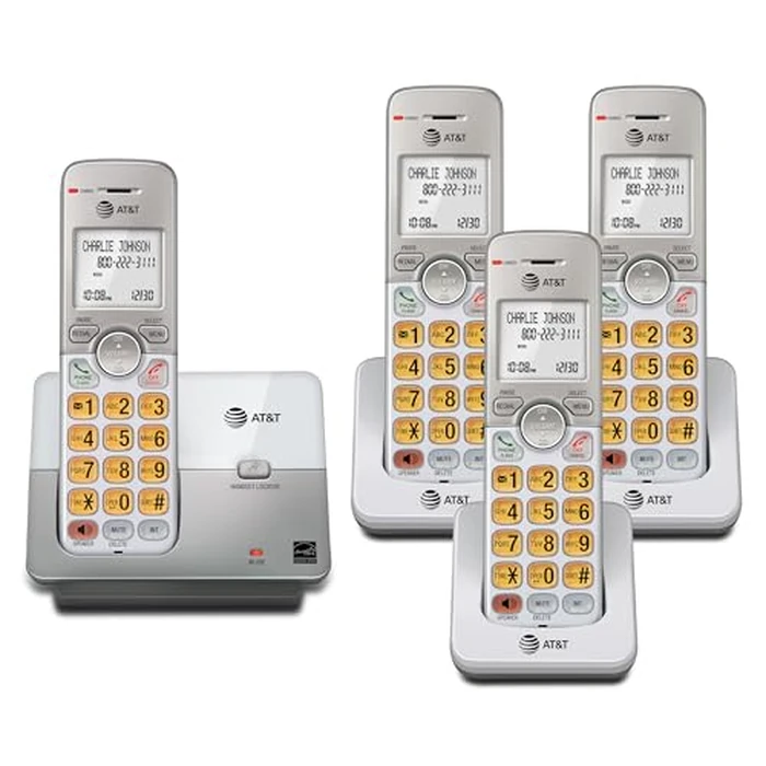 AT&T 4-Handset DECT 6.0 Cordless Home Phone with LCD Display, Lighted Keypad, Caller ID/Call Waiting, Simulated Full-Duplex Handset Speakerphone, Eco Mode, Voicemail Key, Quiet Mode, Intercom, EL51403 by AT&T - Image 1