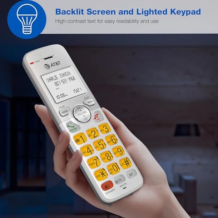 AT&T 4-Handset DECT 6.0 Cordless Home Phone with LCD Display, Lighted Keypad, Caller ID/Call Waiting, Simulated Full-Duplex Handset Speakerphone, Eco Mode, Voicemail Key, Quiet Mode, Intercom, EL51403 by AT&T - Image 3