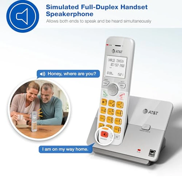 AT&T 4-Handset DECT 6.0 Cordless Home Phone with LCD Display, Lighted Keypad, Caller ID/Call Waiting, Simulated Full-Duplex Handset Speakerphone, Eco Mode, Voicemail Key, Quiet Mode, Intercom, EL51403 by AT&T - Image 6