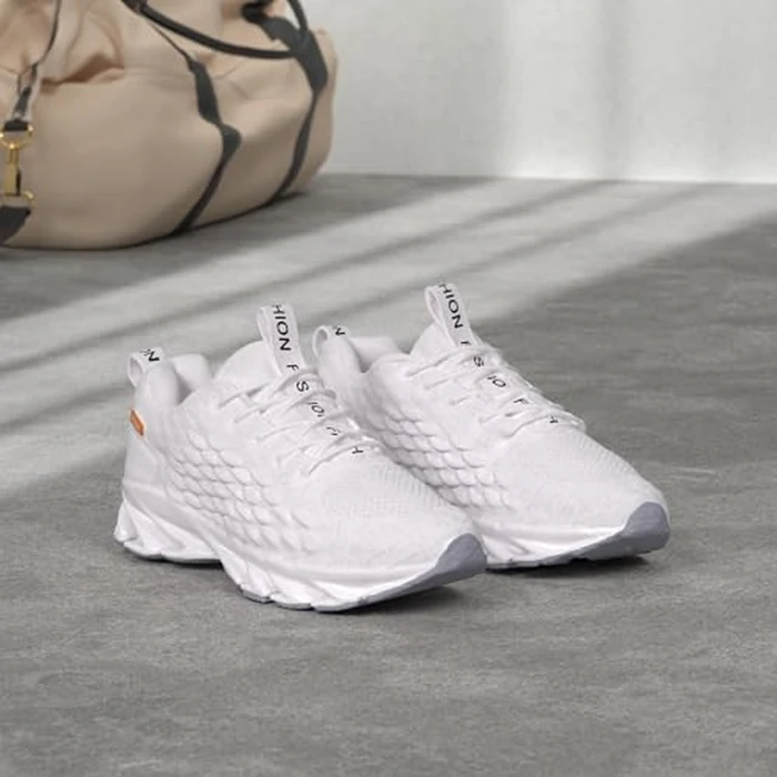 SKDOIUL Running Walking Shoes for Men mesh Breathable Comfort Athletic Sport Fashion Sneakers Man Runner Jogging Shoes Youth Boys Tennis Size 7 All White by SKDOIUL - Image 2