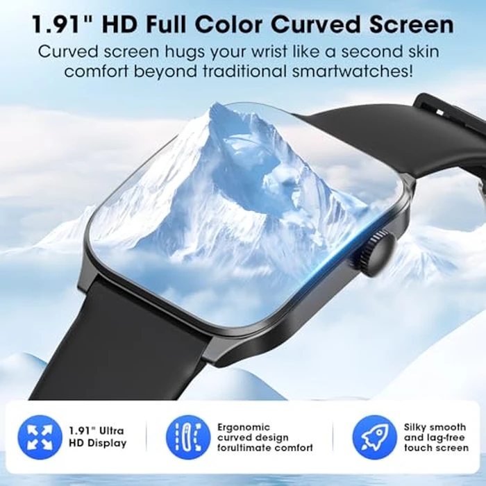 Curve Smart Watch for Men Women, 1.91" Smartwatches with 120+ Sport Modes, Fitness Tracker with Bluetooth Call, Waterproof Activity Tracker Smartwatch for iOS Android Phones by Haulvean - Image 2