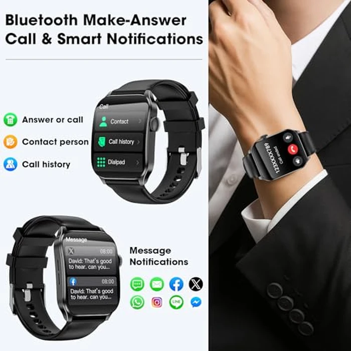 Curve Smart Watch for Men Women, 1.91" Smartwatches with 120+ Sport Modes, Fitness Tracker with Bluetooth Call, Waterproof Activity Tracker Smartwatch for iOS Android Phones by Haulvean - Image 3