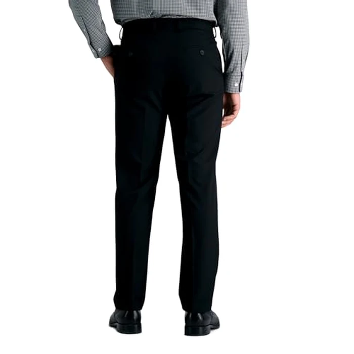 J.M. Haggar Men's Sharkskin Superflex Waist Straight Fit Dress Pant, Black, 34W x 32L by Haggar - Image 2
