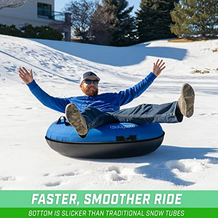 GoSports Hard Bottom Snow Tube with Premium Canvas Cover - 40 Inch Commercial Grade Sled - Blue by GoSports - Image 4