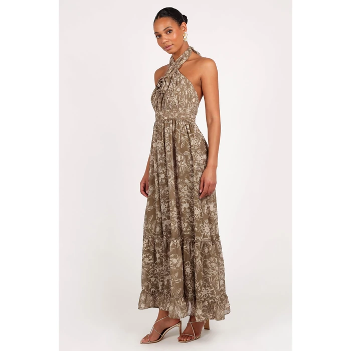 Petal & Pup Lennon Halterneck Maxi Dress - Olive Floral S by Petal & Pup - Image 2