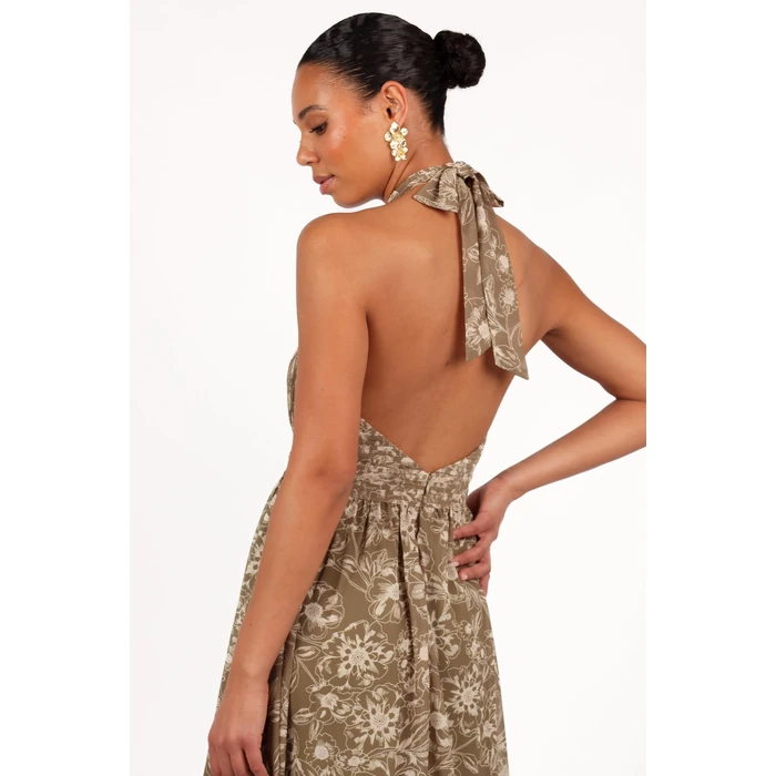 Petal & Pup Lennon Halterneck Maxi Dress - Olive Floral S by Petal & Pup - Image 3