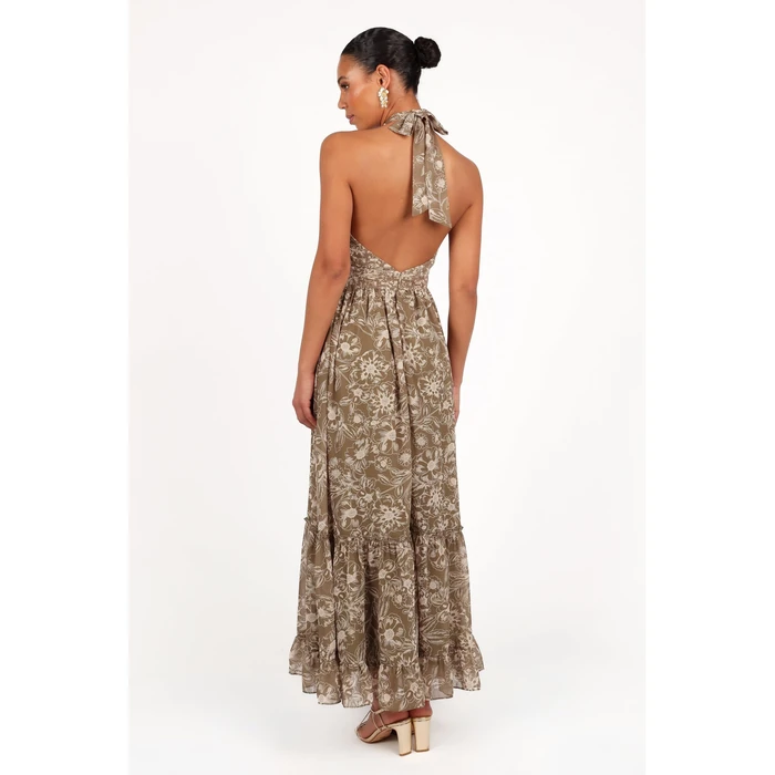 Petal & Pup Lennon Halterneck Maxi Dress - Olive Floral S by Petal & Pup - Image 4