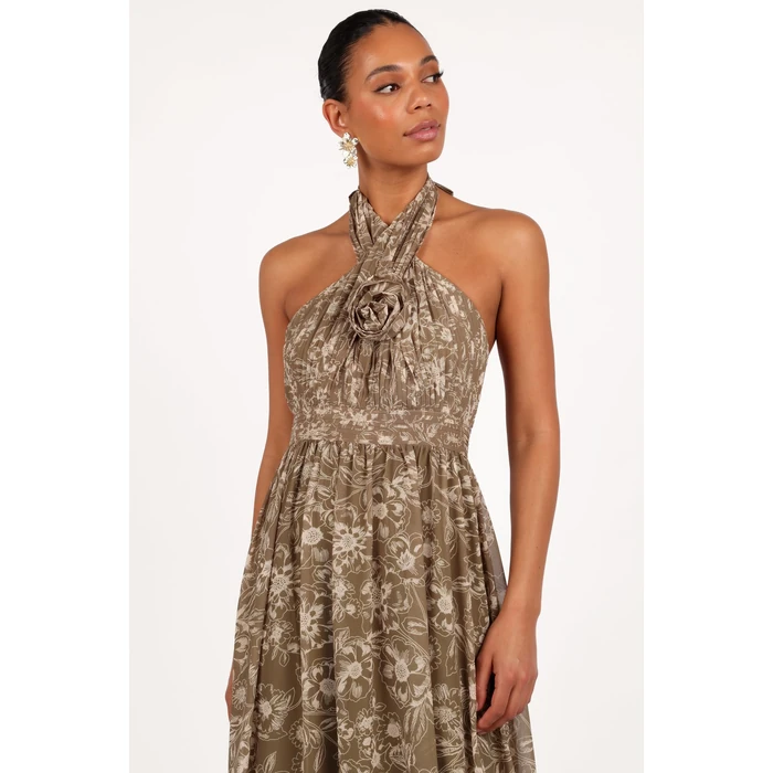 Petal & Pup Lennon Halterneck Maxi Dress - Olive Floral S by Petal & Pup - Image 6