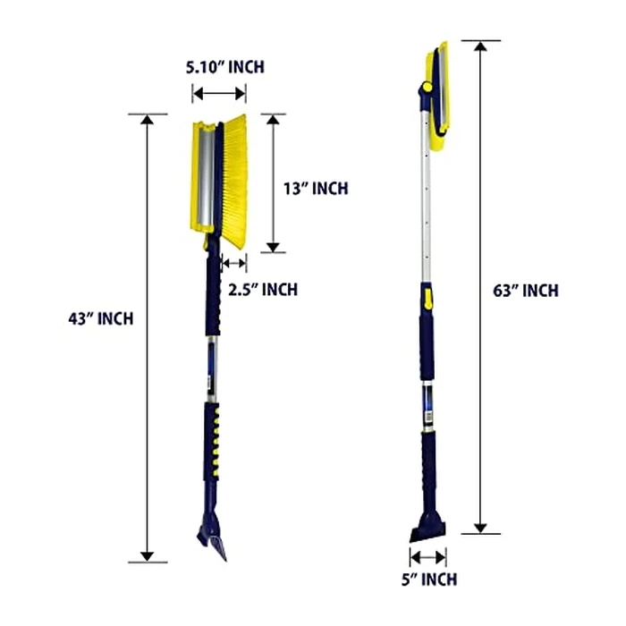 Michelin Snow Brush for Car Windshield (Pack of 2) - Snow and Ice Scraper with 43-63" Extendable Handle, 13" Swivel Head with Squeegee, 5" Heavy Duty Ice Scraper for SUV, Truck, Van, Auto Cleaning by MICHELIN - Image 8