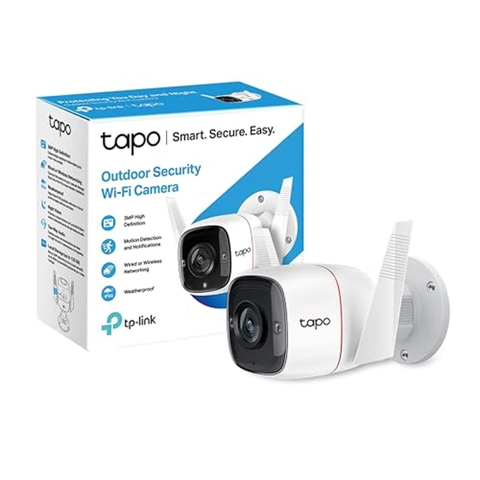 TP-Link Tapo 2K HD Security Camera Outdoor Wired, Built-in Siren, Night Vision, IP66 Weatherproof, Motion/Person Detection, Works w/Alexa & Google Home, Cloud/SD Card Storage, 2-Way Audio,White by Tapo - Used - Acceptable condition