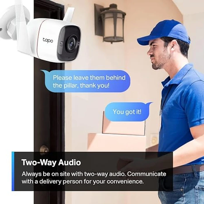 TP-Link Tapo 2K HD Security Camera Outdoor Wired, Built-in Siren, Night Vision, IP66 Weatherproof, Motion/Person Detection, Works w/Alexa & Google Home, Cloud/SD Card Storage, 2-Way Audio,White by Tapo - Image 7