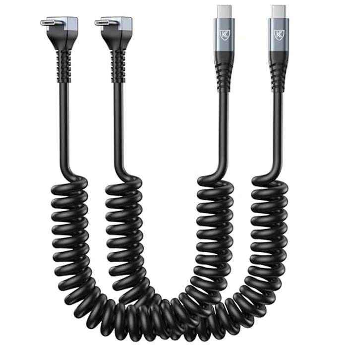 90 Degree Coiled USB C to C Cable for Car 6FT, 2Pack Coiled USB C Cables, USBC to USBCable 3A Fast Charging, USB Type C Cord for iPhone 17/16/15/Pro Max, Samsung Galaxy S23 and More USB C Devices by KIYODA - Used - Like New condition