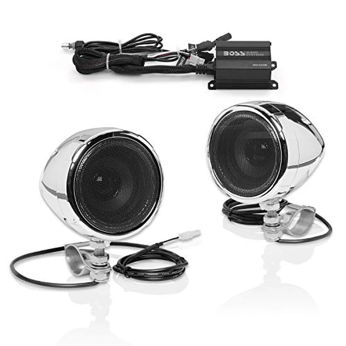 BOSS Audio Systems MC420B 3 Inch Motorcycle Speakers and Amplifier Sound System - Class D Amplifier, Weatherproof, Volume Control, ATV UTV Compatible by BOSS Audio Systems - Used - Very Good condition - US$144.99