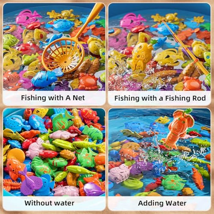 NIPLOOOW Magnetic Fishing Game Pool Toys for Kids 3-5, Water Table Bathtub Kiddie Party Toy with Pole Rod Net Plastic Floating Fish, Outdoor Toys for Kids Age 3 4 5 6 7 8 Year Old by NIPLOOOW - Image 3