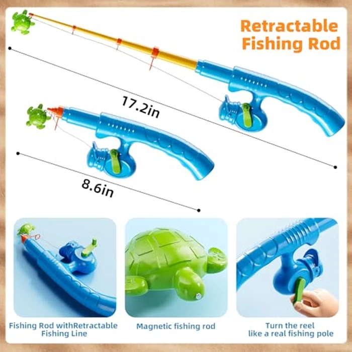 NIPLOOOW Magnetic Fishing Game Pool Toys for Kids 3-5, Water Table Bathtub Kiddie Party Toy with Pole Rod Net Plastic Floating Fish, Outdoor Toys for Kids Age 3 4 5 6 7 8 Year Old by NIPLOOOW - Image 5