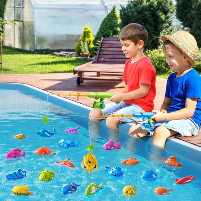 NIPLOOOW Magnetic Fishing Game Pool Toys for Kids 3-5, Water Table Bathtub Kiddie Party Toy with Pole Rod Net Plastic Floating Fish, Outdoor Toys for Kids Age 3 4 5 6 7 8 Year Old by NIPLOOOW - Image 6