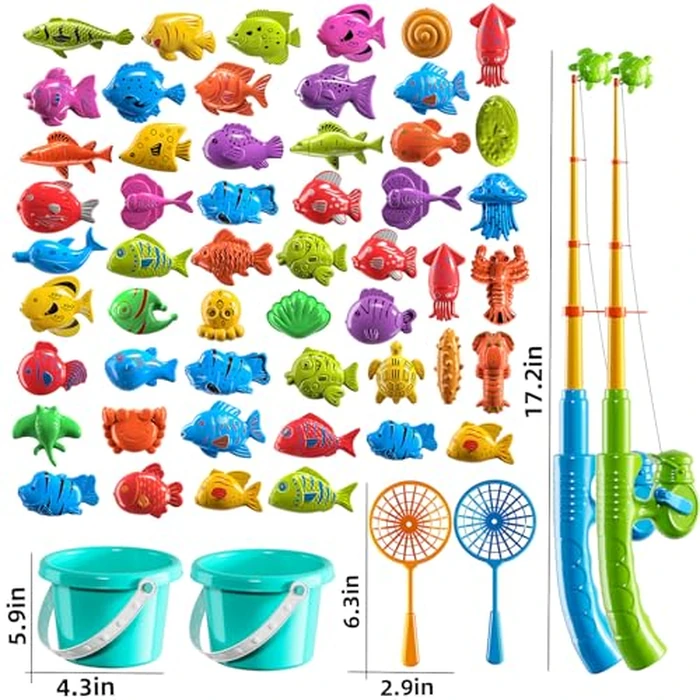 NIPLOOOW Magnetic Fishing Game Pool Toys for Kids 3-5, Water Table Bathtub Kiddie Party Toy with Pole Rod Net Plastic Floating Fish, Outdoor Toys for Kids Age 3 4 5 6 7 8 Year Old by NIPLOOOW - Image 7