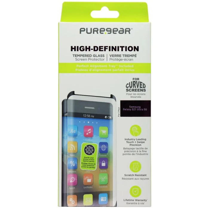 PureGear High-Definition Tempered Glass Screen Protector for Galaxy S21 Ultra 5G - Clear by PureGear - Refurbished - Brand New condition - US$10.83