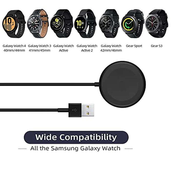 Samsung Galaxy Watch Portable Charging Dock, Black, Modern Style, USB Type A, 5V=1.0A, Compatible with Galaxy Watch 4/3/Active 2/Active 1/Gear Sport/S3 by Samsung - Image 2