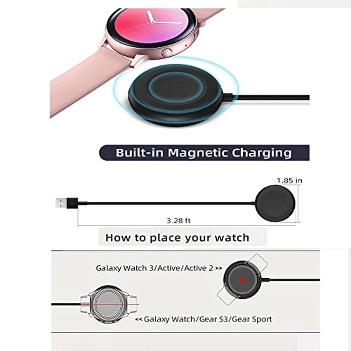 Samsung Galaxy Watch Portable Charging Dock, Black, Modern Style, USB Type A, 5V=1.0A, Compatible with Galaxy Watch 4/3/Active 2/Active 1/Gear Sport/S3 by Samsung - Image 3