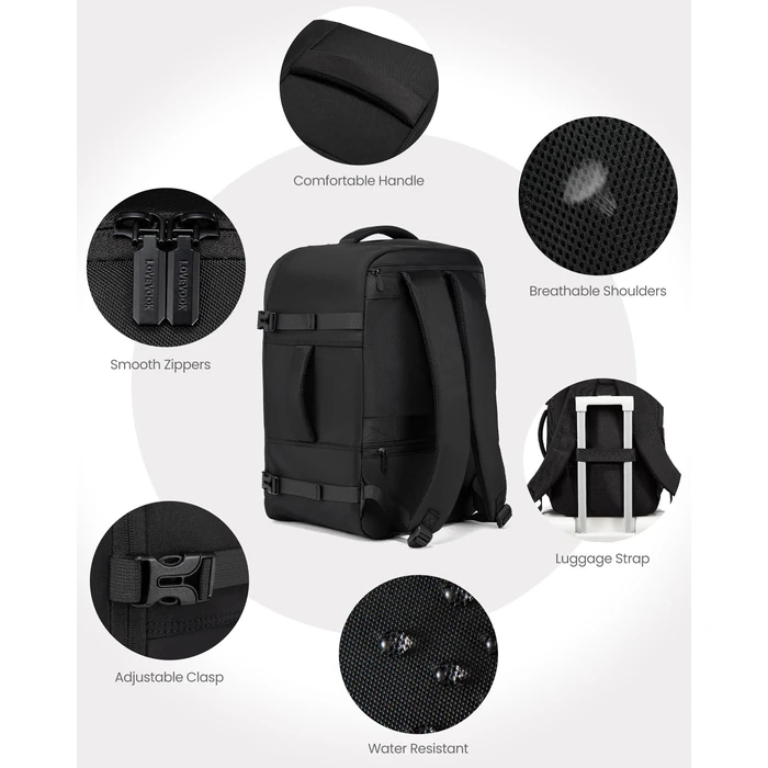 LOVEVOOK Travel Backpack for Men, 45L Carry on Backpack with 3 Packing Cubes, Extra Large Personal Item Bag Fits 17.3 inch Laptop for Weekender Business Trip, Waterproof Daypack, Black by LOVEVOOK - Image 4