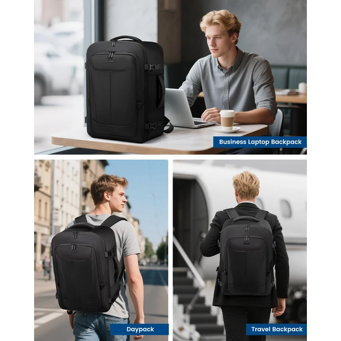 LOVEVOOK Travel Backpack for Men, 45L Carry on Backpack with 3 Packing Cubes, Extra Large Personal Item Bag Fits 17.3 inch Laptop for Weekender Business Trip, Waterproof Daypack, Black by LOVEVOOK - Image 5