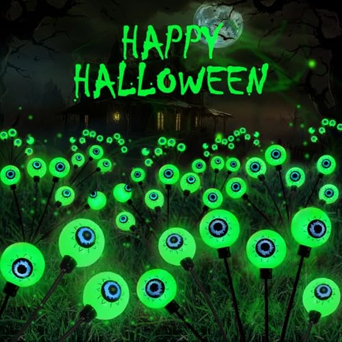 8 Pack Solar Eyeball Lights for Halloween Decorations Outdoor, 48 LED Green Eyeball Solar Halloween Lights, Waterproof Swaying Firefly Lights with 2 Modes for Pathway Patio Yard Lawn Garden Decor by LORRYTE - Used - Very Good condition - US$9.18