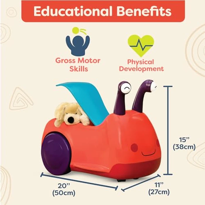 B. toys - Ride - On Snail Toy with Lights & Sounds - Buggly - Wuggly Ride - On - Fun Animal Friend with Seat & Storage - Ideal for Toddlers - 12+ Months by B. toys - Image 4