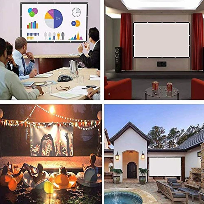 Projector Screen, White Projector Screen, 16:9 No Crease Home Theater Foldable Projection Screen 60"|72"|84"|100"|120"|150" by StepOK - Image 6