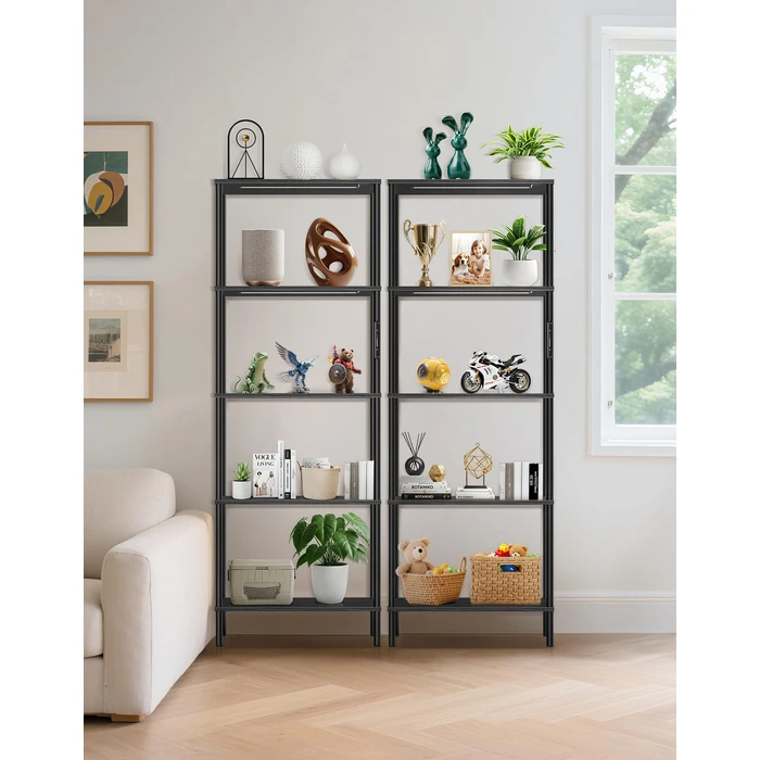 OUTONLIFE 5 Tier 67.3" Bookshelf with LED Lights, Touch & Remote Control, 3 Color Temperature, Timer, Tall Standing Shelf Units, 23.6" Wide Display Cabinet for Living Room, Bedroom, Office (Black) by OUTONLIFE - Image 6