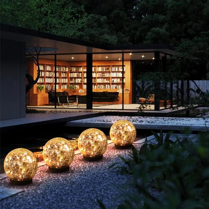 MLKNK Solar Globe Lights Outdoor Waterproof-Solar Balls-Solar Garden Lights-Orbs for Outside 4 Pack Cracked Glass Ball for Lawn Patio Yard Backyard Decorations by MLKNK - Image 3
