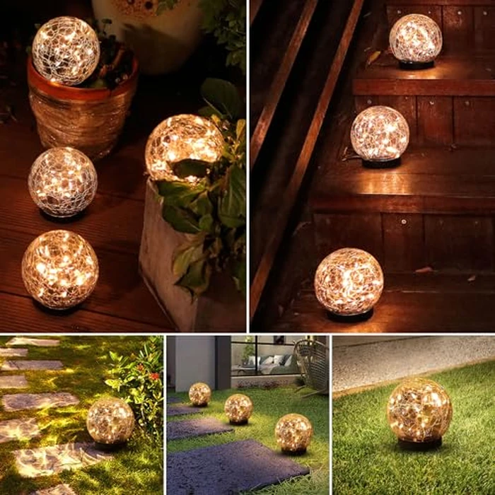 MLKNK Solar Globe Lights Outdoor Waterproof-Solar Balls-Solar Garden Lights-Orbs for Outside 4 Pack Cracked Glass Ball for Lawn Patio Yard Backyard Decorations by MLKNK - Image 7
