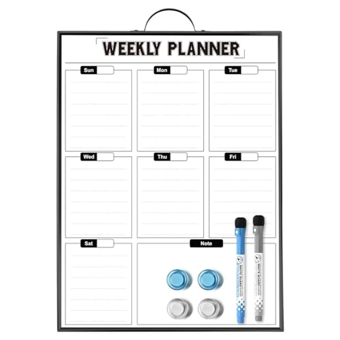Sliandtelly Weekly Planner Dry Erase Calendar for Wall Hanging, 16"x12" Aluminum Frame Whiteboard Calendar with Handle, Portable White Board as Office to Do List, Meal Planner for Home Kitchen by Sliandtelly - Used - Good condition - CA$20.63