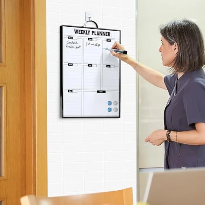 Sliandtelly Weekly Planner Dry Erase Calendar for Wall Hanging, 16"x12" Aluminum Frame Whiteboard Calendar with Handle, Portable White Board as Office to Do List, Meal Planner for Home Kitchen by Sliandtelly - Image 5