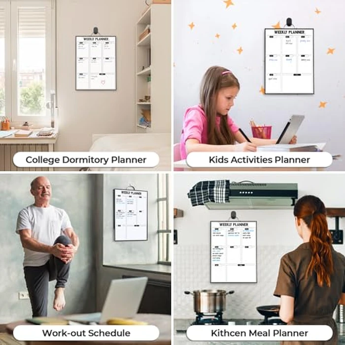 Sliandtelly Weekly Planner Dry Erase Calendar for Wall Hanging, 16"x12" Aluminum Frame Whiteboard Calendar with Handle, Portable White Board as Office to Do List, Meal Planner for Home Kitchen by Sliandtelly - Image 6