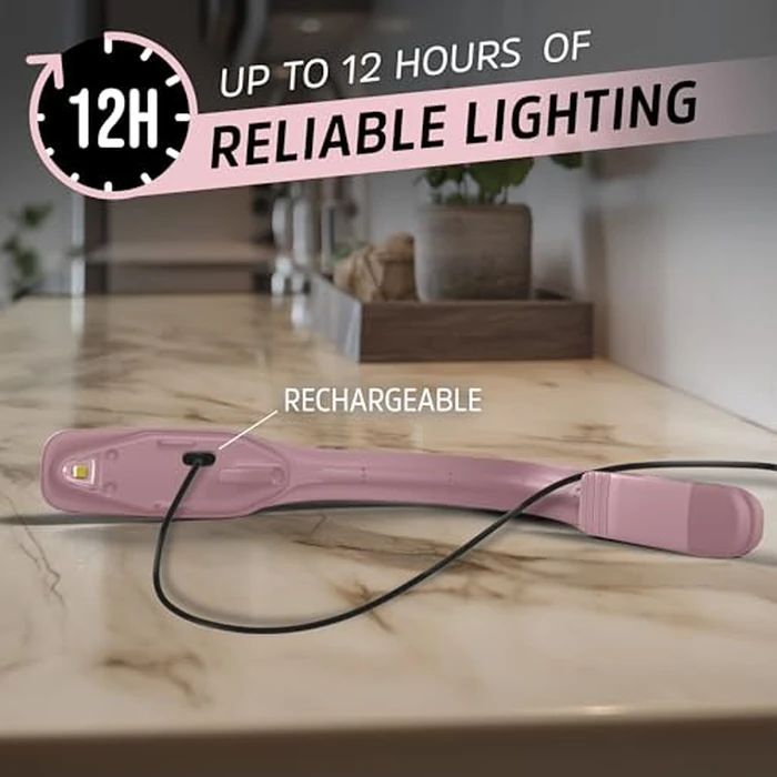 Energizer Flex-R LED Rechargeable Book Light for Reading in Bed, Reading Light with Warm LED Color, Long-Lasting and Lightweight, Pink by Energizer - Image 5
