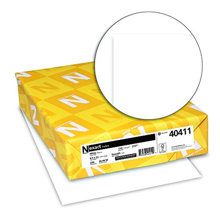 Neenah Paper Exact Index Card Stock, 94 Bright, 110 lb Index Weight, 8.5 x 11, White, 250/Pack by Neenah - Used - Very Good condition - US$10.97