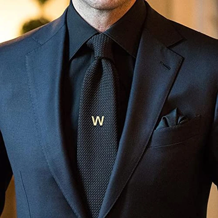 AMITER Men Tie Tack, Initial A-Z Gold Tie Pin with Chain Clips for Necktie, Bow Tie & Hat by AMITER - Image 4